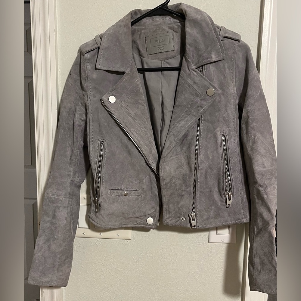 SL8 bomber jacket size xs, grey, suede material
